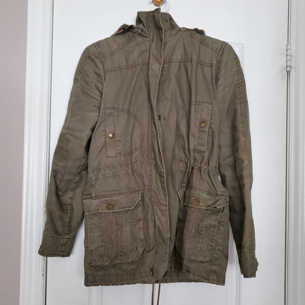 MANGO Olive Green Military Jacket + Faux Fur Vest